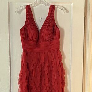 Dalia Macphee; Size 4; EUC; Red formal petal dress